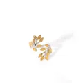 Detail of adjustable open leaf ring with two-tone gold and silver finish on white background - Wrap-Around Leaf Branch Style (12-DQ-W-1806)