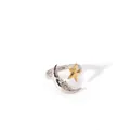 Detail of adjustable open ring with silver crescent moon and golden star design - Dreamy Star Moon Humanoid Style (11-DQ-W-1806)