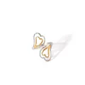 Detail of bypass ring with interlocking gold and silver hearts in polished steel - Fashion Double Heart Bypass Style (10-DQ-W-1806)