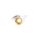 Minimalist geometric two-tone crossover open ring in polished silver and matte gold finish - Geometric Cross Style (1-DQ-W-1806)