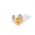 Detail of adjustable stainless steel ring with sunflower design and gold accents - Silver Daisy Golden Sunflower (41-DQ-W-1806)