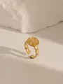 Macro shot of gold plated sunburst ring with pink stone on white aesthetic stones - Adjustable Open / Sunburst Wave Edge Style (W706) / Rose Quartz Color