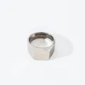 Minimalist silver-colored titanium steel ring featuring a sleek rectangular flat surface - US 6 / Square (W305) / Silver