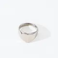 Polished silver stainless steel heart signet ring with a minimalist mirror finish - US 7 / Heart (W385) / Heart Silver