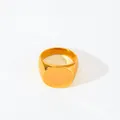 Polished golden stainless steel signet ring with a minimalist round flat top design - US 7 / Round (W385) / Round Gold