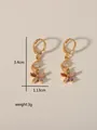 Detail view of flower drop earrings with multi-color marquise stones and size dimensions - Five-leaf Clover (W014)
