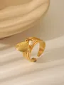 Detail shot of golden shell ring with pearl accent and textured open band design - Shell & Artificial Pearl Pendant (Style 2)