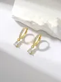 Elegant gold hoop earrings featuring micro-set zircons and pear-cut crystal drops - Gold Water Drop