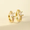 Elegant gold earrings with square clear zircon stone and pave crystal accents - Gold Square