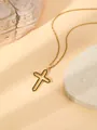 Gold plated stainless steel cross pendant necklace with black stones for women fashion jewelry - W1501 Cross Style 2