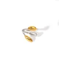 Minimalist silver and gold geometric branch open ring with elegant bean pod accents - Plant Branch Pod Style (6-DQ-W-1806)