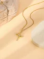 Gold stainless steel cross pendant necklace featuring sparkling rhinestones for women. - W1501 Cross Style 3