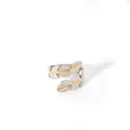 Two-tone silver and gold leaf-shaped open ring in stainless steel for women - Double Layer Leaf Wrap Style (7--DQ-W-1806)