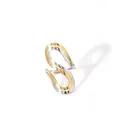 Minimalist S-shaped two-tone open ring with gold and silver polished finish - Wave Curve Two-Tone Style (9--DQ-W-1806)