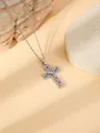 Silver rhinestone cross pendant necklace dainty fashion jewelry for women elegant charm chic - W1501 Cross Style 7