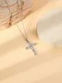 Stainless steel cubic zirconia cross pendant necklace for women, elegant fashion jewelry. - W1501 Cross Style 8