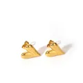 Minimalistische 18k vergoldete Edelstahl-Ohrstecker mit 3D-Herz-Design im Vintage-Look - Asymmetrischer 3D-Herz-Stil (YYE023697-G-26)
