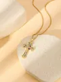 Stainless steel gold plated cross pendant necklace with colorful crystal stones chic jewelry - W1499 Cross Style 12