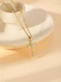 Gold stainless steel cross pendant necklace with sparkling crystal diamonds for women chic. - W1495 Cross Style 18