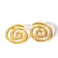 Minimalistische spiralförmige Ohrstecker aus 18k vergoldetem Edelstahl in poliertem Gold - Flacher Schnecken-Spiral-Stil (YYE023697-G-43)