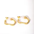 Minimalistische 18k vergoldete Edelstahl Ohrringe mit Wellenform und eleganten Perlen - Perlendekorierter Wellen-Stil (-YYE023697-G46)