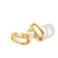 Minimalistische 18k vergoldete Doppel-U-Ohrringe für Damen in poliertem Gold-Finish - U-Förmiger Doppelring-Stil (YYE023697-G-48)