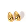 Minimalistische Ohrstecker in Tropfenform, 18 Karat vergoldeter Edelstahl mit Hochglanz - Kieselstein-Tropfen-Stil (YYE023697-G-51)