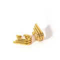 Minimalistische Ohrstecker aus 18k vergoldetem Edelstahl im C-förmigen Dreireihig-Design - Dreifachstreifen-C-Stil (YYE023697-G-52)