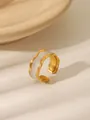 Detail of gold wavy open ring featuring white enamel inlay and vintage minimalist design - Vintage Luxury - Pearly White (W1044C)