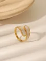 Detailed macro view of gold plated ring with marble enamel inlay and streamline design - Streamlined Open - Cream Marble Pattern (W1046C)