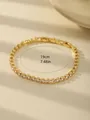 Vergoldetes Tennisarmband mit funkelnden Zirkonia Steinen, 19 cm Länge, elegante Optik - Klarer Runder Edelstein Gold Tennis Stil (W2088)