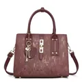 Borsa tote bordeaux da donna con texture vintage, finiture dorate e tracolla rimovibile - Rosso