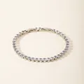 Versilbertes Kupferarmband mit funkelnden runden Zirkoniasteinen im Tennis-Stil - Klarer Runder Edelstein Silber Tennis Stil (W096)