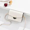 Chic cream white crossbody square bag with gold metal buckle and leather strap - Strap Style / White