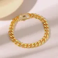 Vergoldetes Cuban-Gliederarmband mit zirkonbesetztem rechteckigem Verschluss - Goldene Panzerkette mit Edelsteinverschluss Stil (DQ-W-3396)