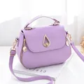 Purple faux leather crossbody bag with diamond quilting and gold teardrop twist lock - Water Drop Style / Purple