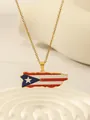 Detailansicht Puerto Rico Flaggen Anhänger an einer vergoldeten Gliederkette - Gold Puerto Rico