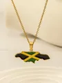 Detailopname van een goudkleurige Jamaica kaart hanger met zwart, groen en geel emaille - Goud Jamaica