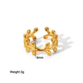 Detail showing 9mm width and 3g weight of the gold branch design open ring - Branch Dot Style