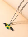 Detail von Jamaika-Kartenanhänger mit Flaggenfarben an silberner Kordelkette - Silber Jamaika