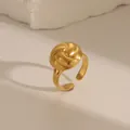 Macro detail of gold croissant dome ring with vintage spiral texture on stone base - Vintage Spiral Textured Dome (W682 Style 3)
