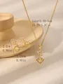 Detail van 18k gouden bloem ketting en oorbellen set met witte stenen en productafmetingen - Bloemen Geometrische Ruitstijl (W1311)