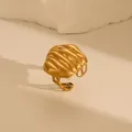 Detailed view of gold textured open ring with flowing lava-style organic patterns - Organic Streamlined Lava Texture (W685 Style 3)