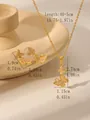 Macro detail van 18k vergulde vlinder sieradenset met nauwkeurige afmetingen - Dubbele Vlinder Gelaagde Stijl (W1313)