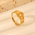 Detailed macro shot of an adjustable gold ring featuring a hollow hexagon star design - Hexagonal Hollow Hexagram (W807 Style 3)