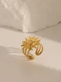 Macro shot of gold plated geometric sunburst ring featuring an oval center gemstone - Style 2 Rose Quartz (W732)