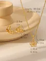 Detailopname van 18k vergulde bloemensieradenset met zirkoon inleg en afmetingen - Holle Bloem Micro Pave Zirkonia Stijl (W1315)