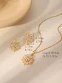 Detail van zonnebloem sieradenset met 40cm ketting en oorknopjes van 1,94cm groot - Zonnebloem Sunray Zirkonia Stijl (W1319)