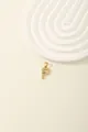 Macro shot of gold letter P pendant with zircon inlay on minimalist O-chain necklace - Letter P