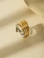 Zweifarbiger, vergoldeter Ring mit mehrlagigem offenem Design und geometrischen Linien - Einstellbar Offen / Gold Silber Zweifarbig Mehrschichtig Verflochten Stil